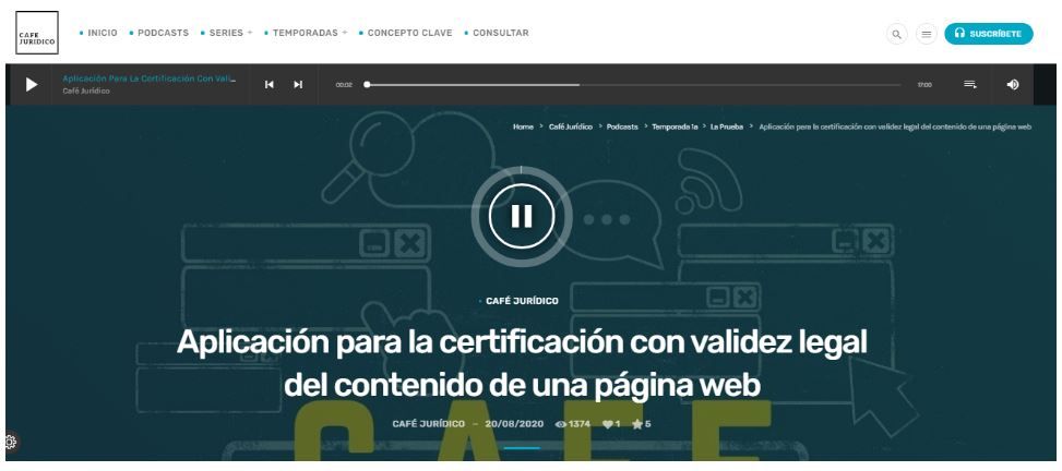 Captura de pantalla de la web de CAFÉ JURÍDICO