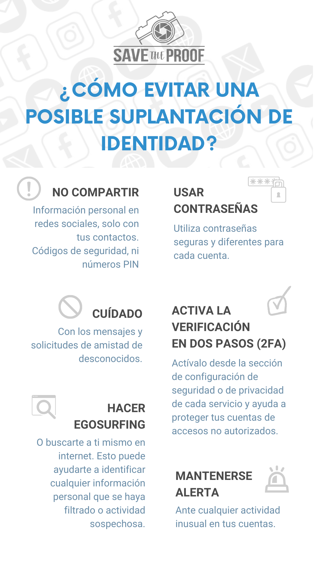 Infografía para evitar una suplantación de identidad