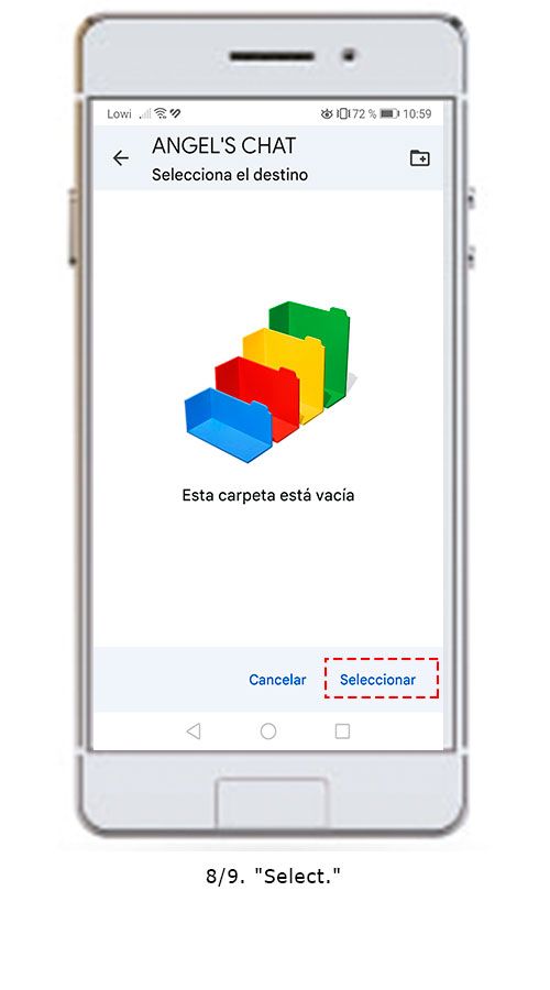 Screenshot of the process to save a WhatsApp conversation as a PDF with the help of Save The Proof